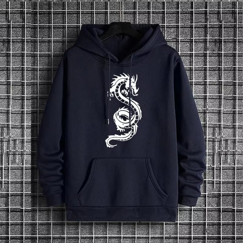2025 Versatile Men'S Sportswear Set Chinese Dragon Print Hoodie and Jogger for Various Activities Fall Winter Casual Sports Suit