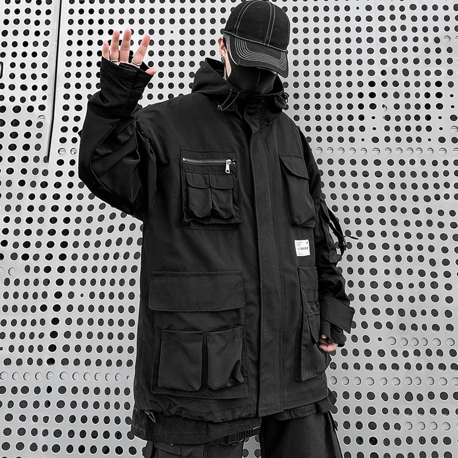 Gothic Clothes Tactical Techwear Zipper Jacket Windbreaker Hooded Streetwear Jackets for Men