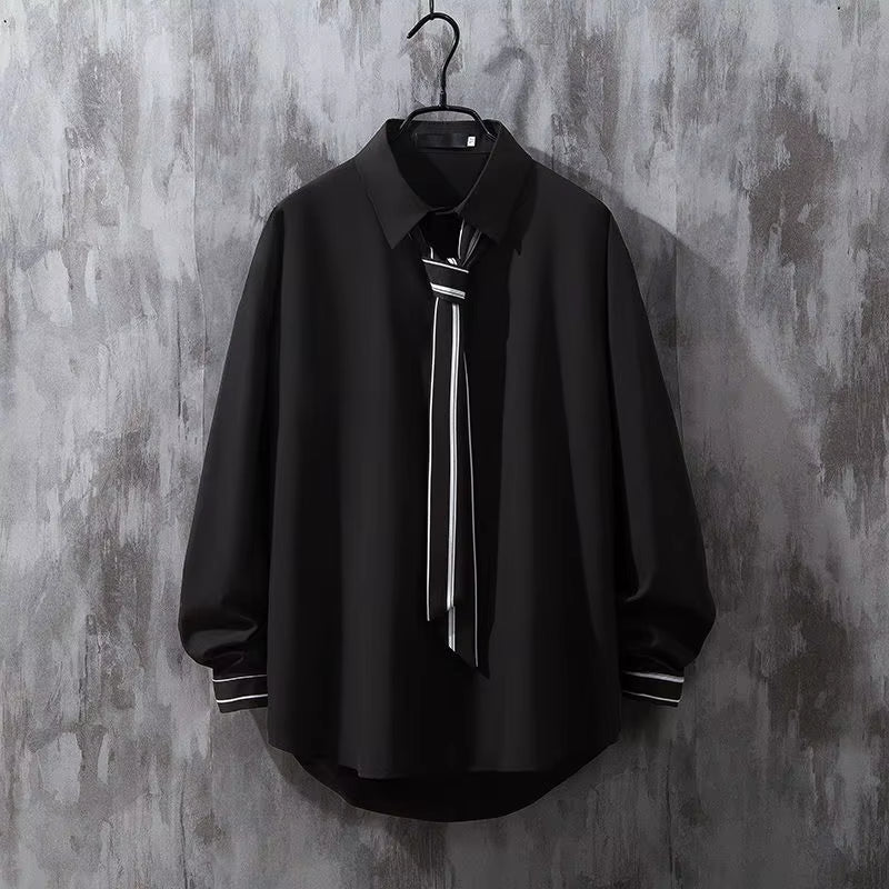 2025 New Spring Design Handsome Japanese Preppy Style Pants Suit Two Pieces Solid Pants + Shirt Set Men