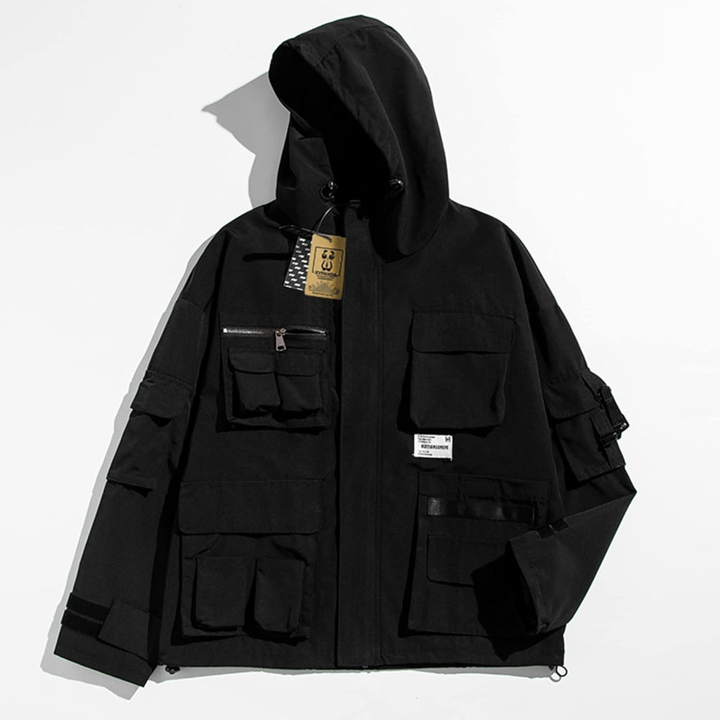 Gothic Clothes Tactical Techwear Zipper Jacket Windbreaker Hooded Streetwear Jackets for Men