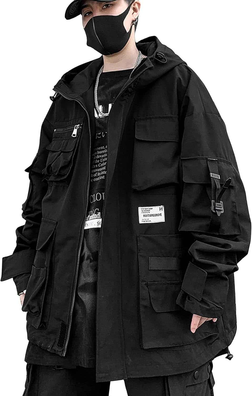 Gothic Clothes Tactical Techwear Zipper Jacket Windbreaker Hooded Streetwear Jackets for Men