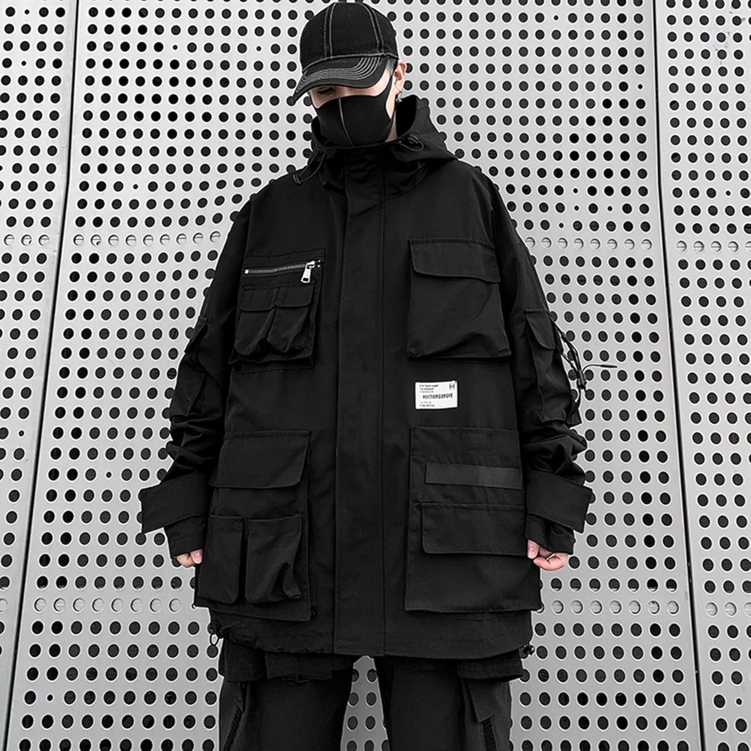 Gothic Clothes Tactical Techwear Zipper Jacket Windbreaker Hooded Streetwear Jackets for Men